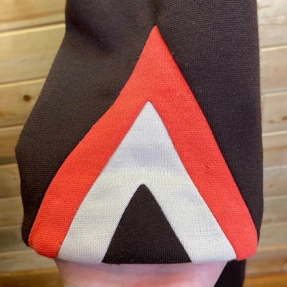 Vintage ILGWU Union Made Brown Polyester Mock Neck Chevron Shift Dress - Picture 8 of 11